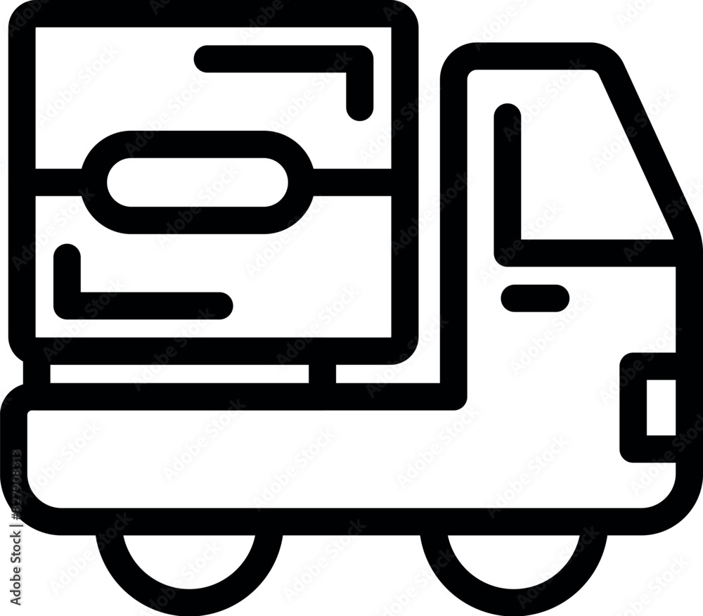 Simplistic line art illustration of a delivery truck, perfect for logistics and delivery service themes Simplistic line art illustration of a delivery truck, perfect for logistics and delivery service themes