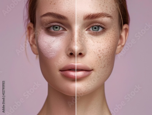 Transformative Skincare Reveal A Before and After Portrait of Radiant Skin