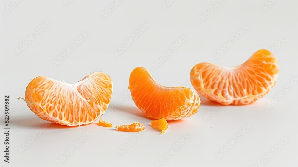 Tangerine segments without peel on white background Tangerine segments without peel on white background