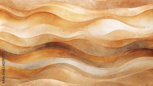 Abstract wavy pattern in tan color on monochrome background with copy space for design products or text watercolor texture photo
