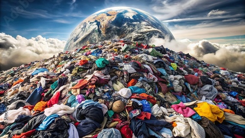 Pile of discarded clothes creating pollution on Earth photo
