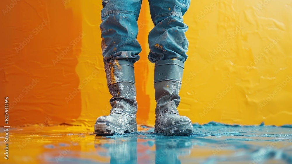 Dynamic blank style mock-up of house painters working under different weather conditions Dynamic blank style mock-up of house painters working under different weather conditions