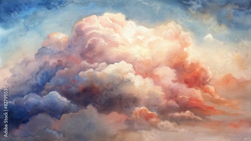 Renaissance cloud painting background in watercolor style photo