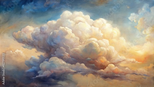 Renaissance cloud painting background in watercolor style photo