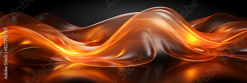 Yellow Orange Luminous Neon Light Waves: A Vibrant Display of Dynamic Energy, panorama digital art background