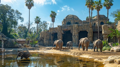 Group of Elephants Standing Together photo