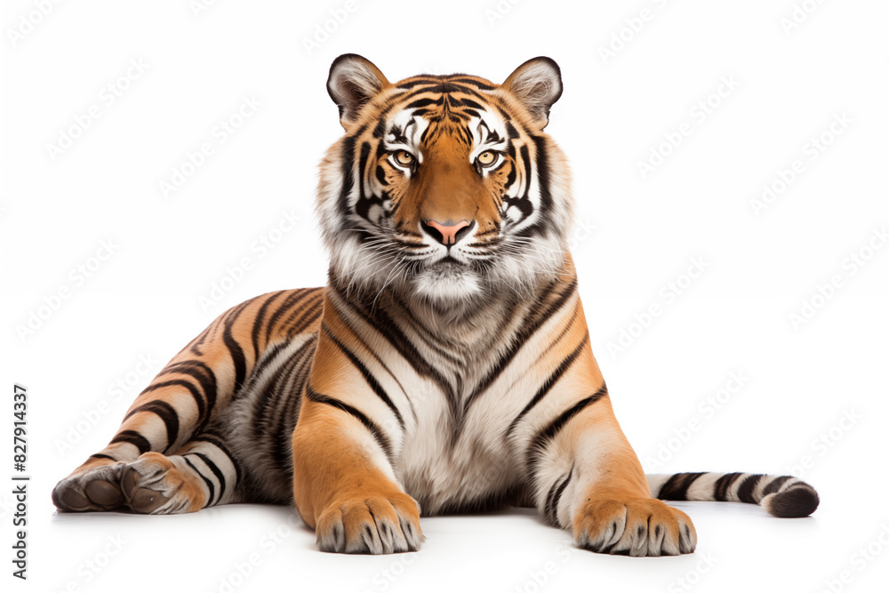 Fototapeta premium Tiger over isolated white background. Animal
