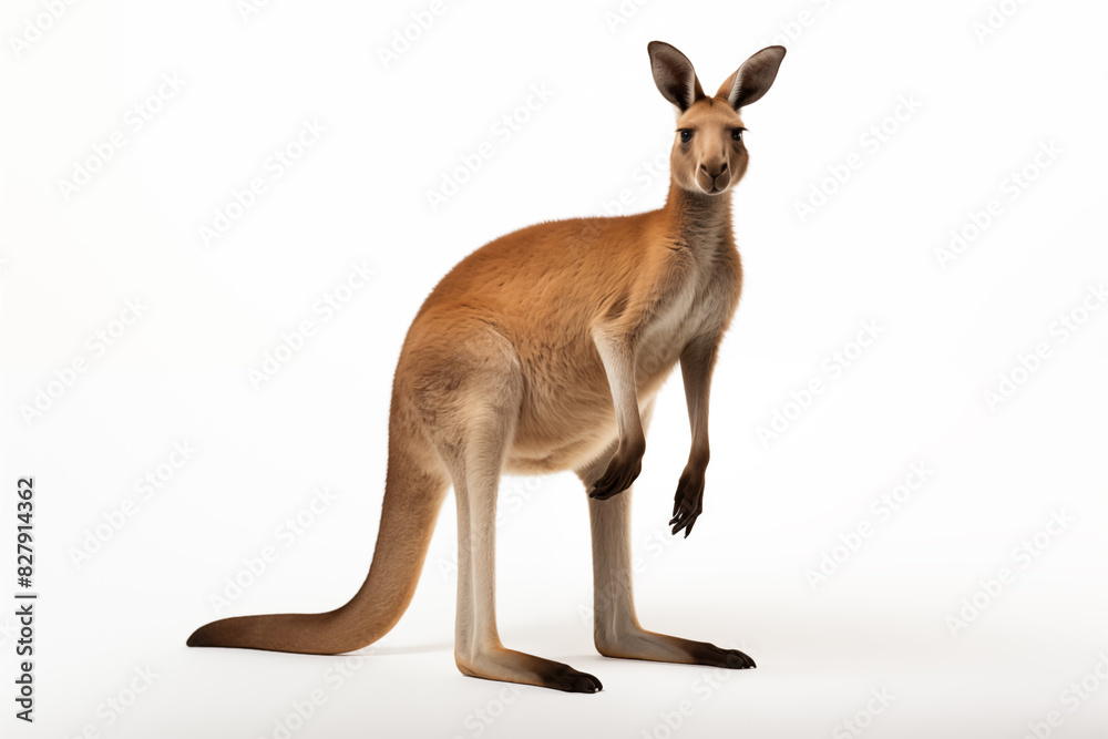 Kangaroo over isolated white background. Animal