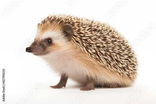 Hedgehog over isolated white background. Animal