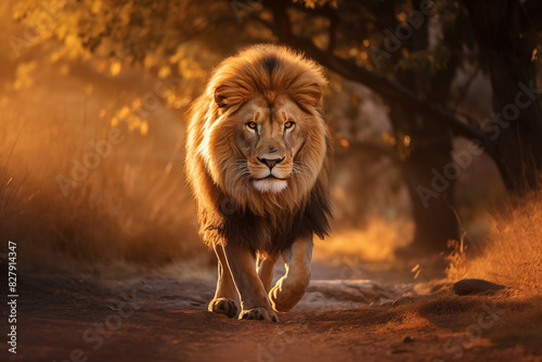 Lion at outdoors in wildlife. Animal