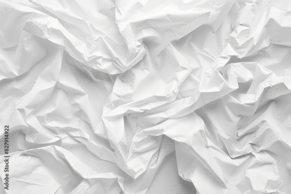 Crumpled white paper texture on a flat surface. Design for background graphics, texture overlays in artistic projects. Crumpled white paper texture on a flat surface. Design for background graphics, texture overlays in artistic projects.