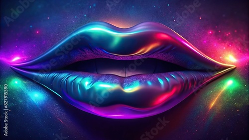 Abstract render of human lips glowing with vibrant colors photo
