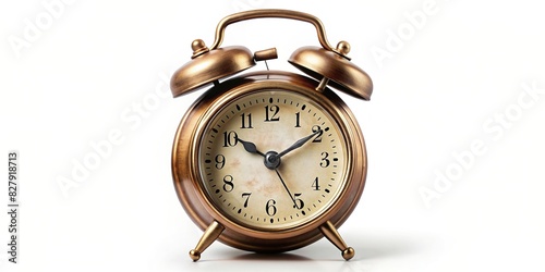 Old alarm clock isolated on background, realistic image