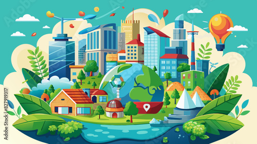 Concepto de reciclaje y ciudad limpia para un entorno ecoamigable