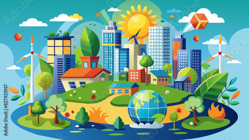 Concepto de reciclaje y ciudad limpia para un entorno ecoamigable