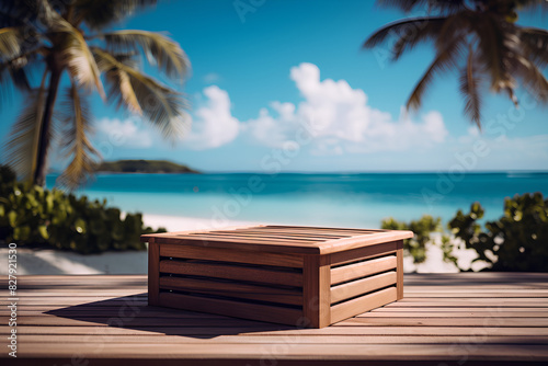 blue podium sky background trees vacation Wooden beach poduim summer dais sand product racked sea display wood platform island water table banner nature kitchen lagoon bay beauty
 photo