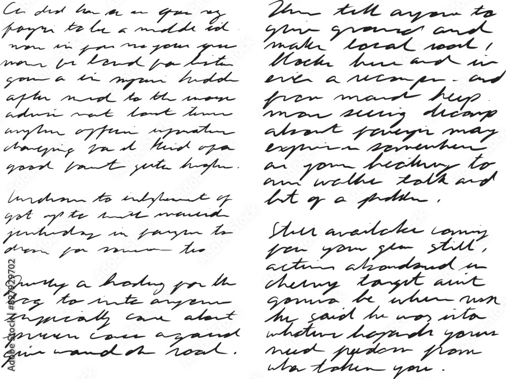 Authentic Handwritten Note, Two Columns of Women's Cursive Handwriting. Completely Illegible, Non-Readable Gibberish Handwritten Document for Textures, Patterns, Backgrounds, and More.