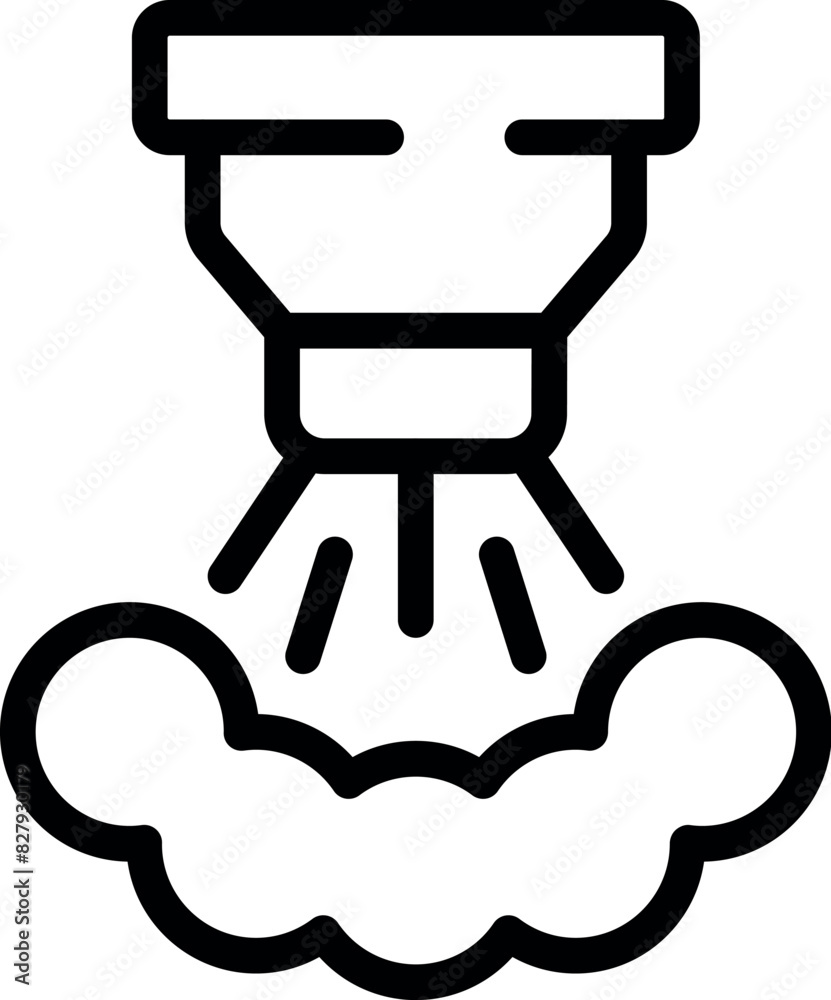 Black line art icon depicting a water sprinkler system for irrigation purposes Black line art icon depicting a water sprinkler system for irrigation purposes