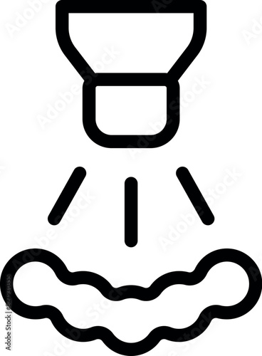 Simplistic line drawing of a saltshaker dispensing salt, ideal for icons or minimalist designs