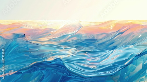 A painting depicting a wind wave in the ocean, showcasing the beauty of water resources in the ecoregion. The liquid merging with the sky in a natural landscape art AIG50 photo