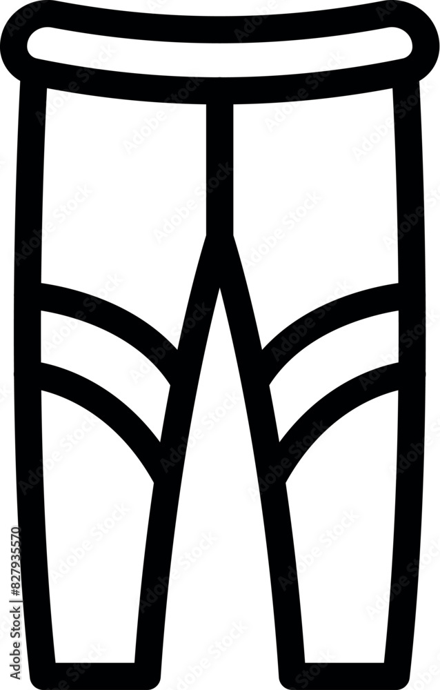 Simplified black line drawing of a pair of athletic leggings, suitable for icon use Simplified black line drawing of a pair of athletic leggings, suitable for icon use
