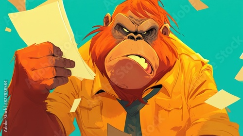 An irate cartoon orangutan coach is depicted in the illustration