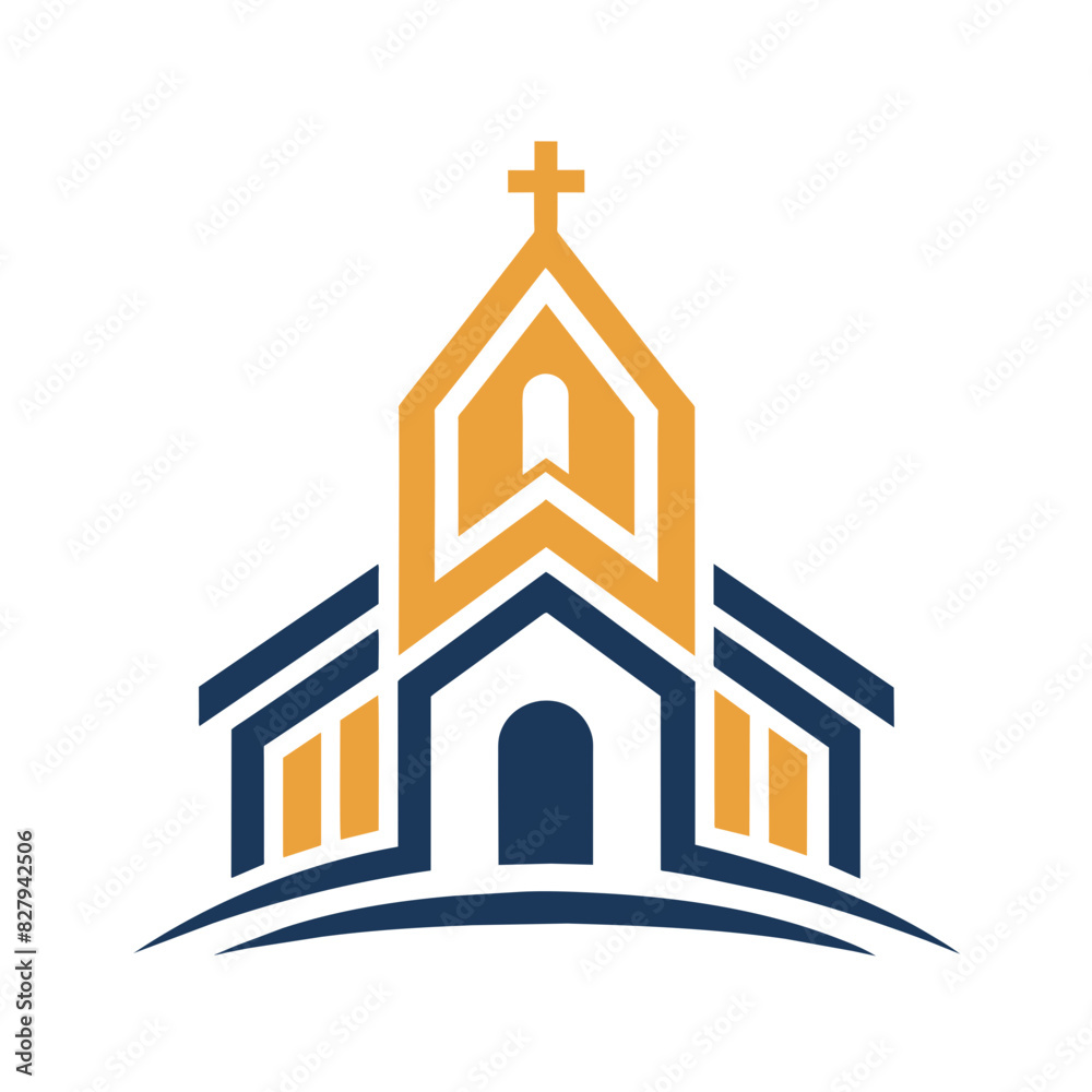 a minimalist church logo vector art illustration icon logo