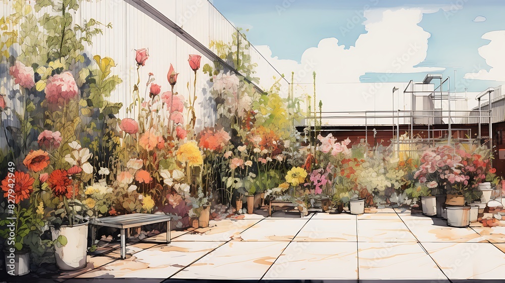 A series of urban gardens, focusing on how they integrate flowers into city life.