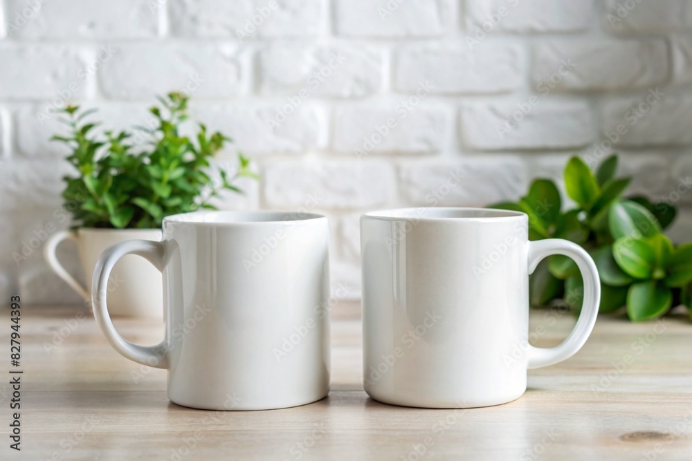 Mockup of two white ceramic coffee mug Mockup of two white ceramic coffee mug