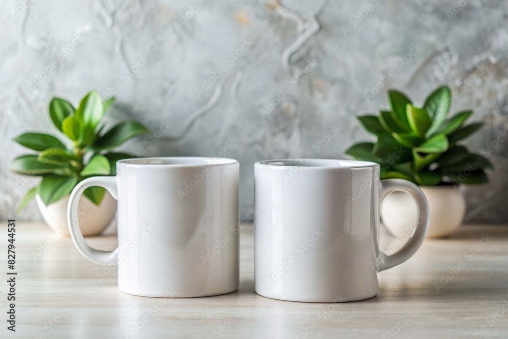 Mockup of two white ceramic coffee mug Mockup of two white ceramic coffee mug