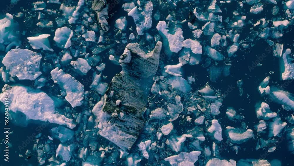 Epic Aerial Flyover Over Glacier Pieces Lagoon In Iceland Sunset Colors Ice Caps Extreme Adventure Concept Epic Aerial Flyover Over Glacier Pieces Lagoon In Iceland Sunset Colors Ice Caps Extreme Adventure Concept