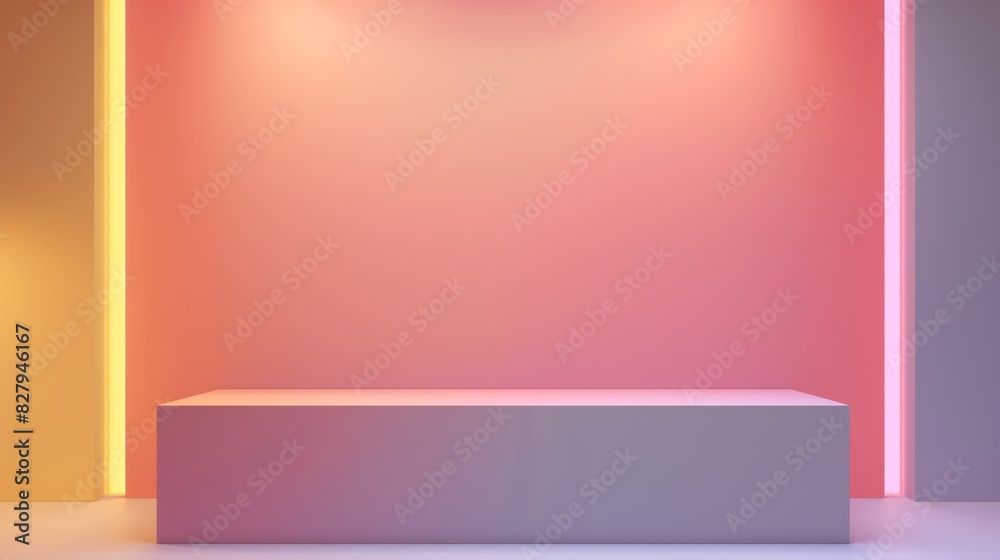 Contemporary Podium with Gradient Background and Soft Ambient Lighting for Fashion Photography