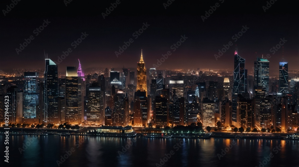 City of Lights, A Glowing Panorama Revealing the Vibrancy of Urban Life After Dark