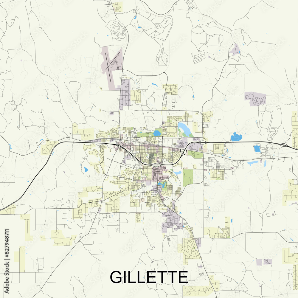 Naklejka premium Gillette, Wyoming, United States map poster art