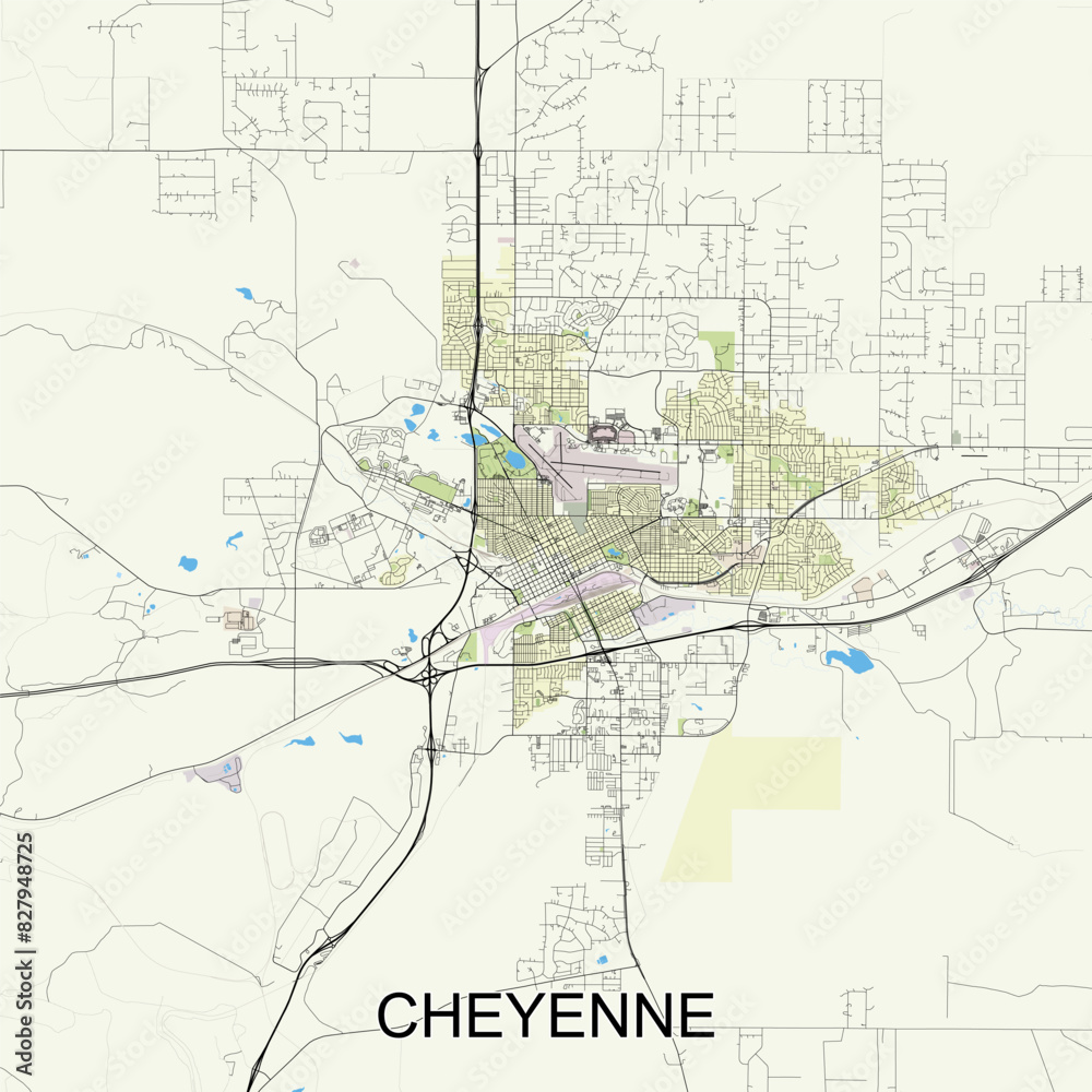 Cheyenne, Wyoming, United States map poster art Cheyenne, Wyoming, United States map poster art