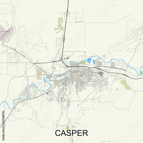 Casper, Wyoming, United States map poster art