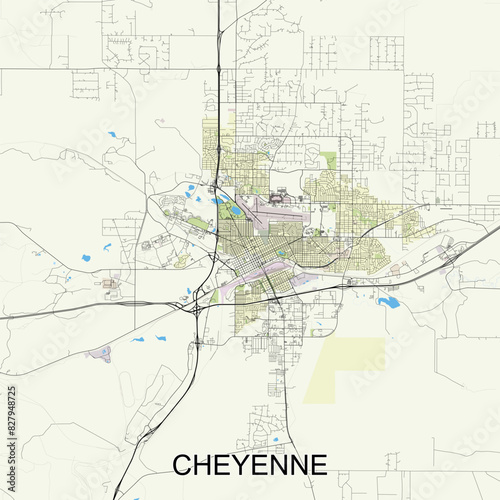 Cheyenne, Wyoming, United States map poster art