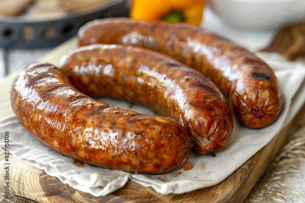 Grill or smoked sausage. Barbecue food. Grill or smoked sausage. Barbecue food.