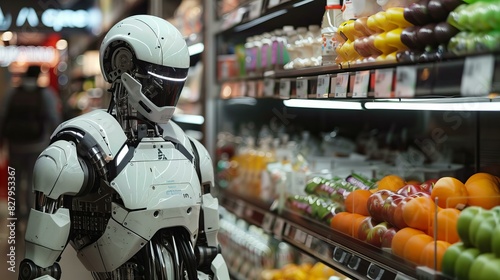 humanoid robot buying groceries, ai shopping