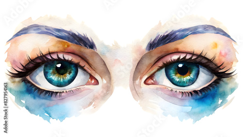Vector Flat Watercolor Eyes Isolated on Transparent Background | Eye Illustration