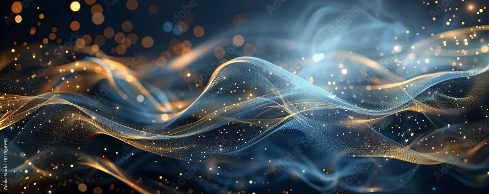 Fototapeta premium Technology abstract particle wave Background