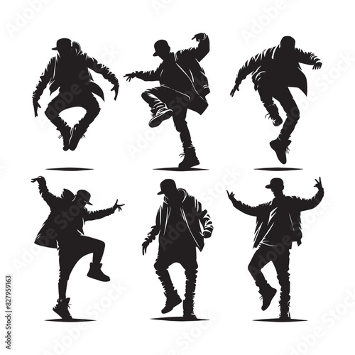 Hip Hop Dancer Silhouettes, Hip Hop Dancers in Vector Style, Dancer Silhouettes Illustration, Art of Hip Hop Dancers, Street Dance Style