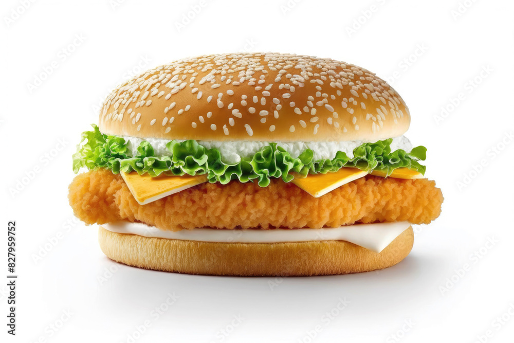 Burger on black background. Generative AI Burger on black background. Generative AI