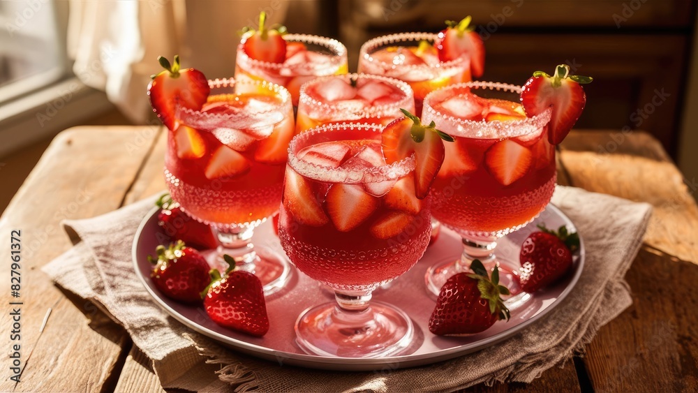 Chilled Strawberry Libation on Sunny Day Chilled Strawberry Libation on Sunny Day