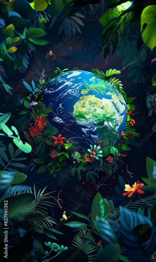 illustration of planet Earth globe in green leaves, responsible consumption and resources sustainability, balance of ecology and harmony with environment concept illustration of planet Earth globe in green leaves, responsible consumption and resources sustainability, balance of ecology and harmony with environment concept