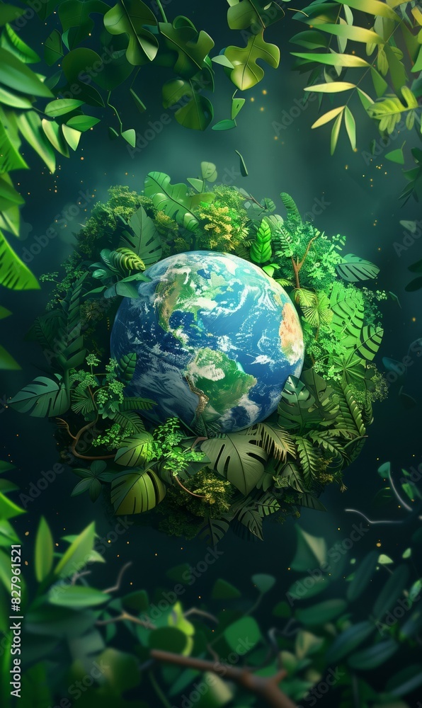 illustration of planet Earth globe in green leaves, responsible consumption and resources sustainability, balance of ecology and harmony with environment concept illustration of planet Earth globe in green leaves, responsible consumption and resources sustainability, balance of ecology and harmony with environment concept