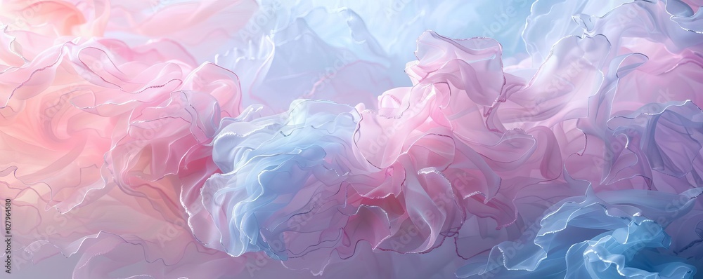 Fototapeta premium Ethereal abstract pattern with soft pastels and delicate, wispy forms, suggesting a dreamlike atmosphere