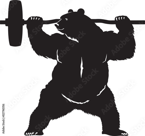weightlifting bear vector silhouette