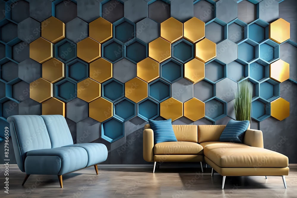Fototapeta premium Geometric hexagon designs for a contemporary look, generative ai