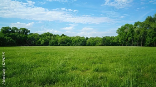 Bright green meadow with grass